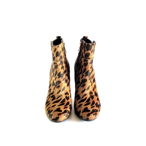 SAM EDELMAN Sianna Leopard Calf Hair Booties Sz 8.5 Heeled Ankle Boots - Picture 2 of 13